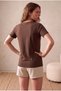 Women's Dark Brown Modal / Cotton Blend Regular Fit V-Neck Short Sleeve T-Shirt Delaney - 5