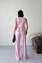 Women's Pink Modal Fabric Flounced Tank Top Wide-Leg Pants Summer Two-Piece Set Dpg132 - 4