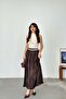 Women's Brown Patterned Long Skirt – with Belt and Pockets Mlb160 - 7