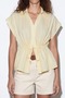 Women's Light Yellow Viscose Blouse with Lace-Up Waist - 2