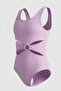 Girl's Design Swimsuit-Panel Design with Straps and Sleeves-7-12 Years 12711Is - 2