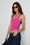 Lillesol Women's Ribbed Look Slim Fit Body-Fitting Round Neck Cotton Basic Dark Fuchsia Undershirt - 3