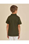 Boys Olive Chest Print Polo T-Shirt - 3