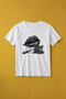 Surreal Lip Print White Women's T-Shirt Gothic Graphic Art Cotton T-Shirt - 2