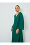 Dark Green V Neck Jalabiya with Decorative Buttons - 2