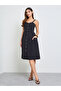 Black Button Front Midi Dress with Patch Pocket