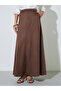 Brown A-Line Maxi Skirt with Side Pocket - 2