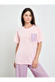 Pink Striped Ruffle Edge Pocket T-Shirt and Straight Pyjama Set - 3