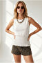 Women's White Waist-Cinched Sleeveless Cotton Blouse Blz-19003430 - 4