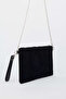 Women's Wavy Silver Stone Suede Portfolio Handbag and Clutch Bag with Ankle Strap and Chain Strap - 5