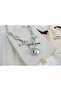 Kol410 Lock Detail Thick Chain Top Charm Necklace - 3