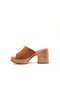 Tan Suede Women's Platform Heeled Slippers – Genuine Leather Lined Thick Heel Summer Slippers - 2