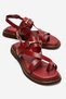Fabiana Red Genuine Leather Buckle Women's Flip-Flop Sandals