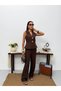 Women's Linen Button Detailed Vest Trousers Jewelry Stylish Two-Piece Set - 2