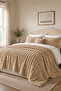 Fur Bubble Blanket Set Single Plush Rabbit Hair 2 Piece Soft 180X220 cm Beige - 6