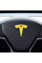 Set of 8 Custom Cut Logo Stickers for Tesla Model Y Steering Wheel Front Rear Rims and Sensors - 5