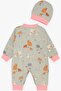 Baby Girl Jumpsuit Spring Themed Animal Patterned 0-3 Months-6 Months, Mint Green - 2