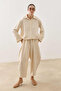 Multi-Button Striped Textured Shirt Ecru - 5