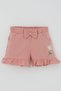 Girl's Shorts Set with Glitter Tulip Print and Bow Detail, Ages 2-6, Powder - 3