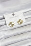 Gold Color Brass Clover Model Women's Earrings - 2