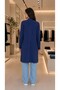Women's Indigo Navy Blue Color Long Slit Basic Cardigan - 4