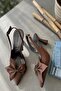 Milka Brown Matte Satin (8 cm Heel) Pointed Toe Daily Use Heeled Shoes - 2