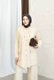 Hooded Detailed Pocketed 100% Cotton Linen Double Set - 5