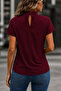 Women's Short Sleeve Turtleneck Sandy Blouse with Drop Detail - 4