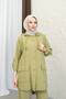 Hooded Detailed Pocketed 100% Cotton Linen Double Set - 6