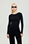 Soft Rib Boat Neck Blouse Black