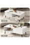 - Coffee Table with Storage, Wooden Coffee Table with Sliding Door and Solid Wood Legs, 2-Tier Cocktail Table, Mid-Century Modern Coffee Table for - 6