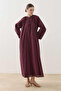 Chino Buttoned Cotton Dress Plum