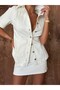 Women's Snap Button Short Sleeve Denim Jacket Shirt and Mini Skirt Two Piece Jean Set - 6