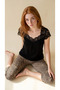 Black Leopard Patterned Viscose Short Sleeve Capri Set