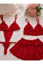 Sakura Burgundy Lace Bralet Set Without Support and Without Underwire - 2