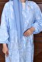 Paisley Patterned Buttoned Layered Dress Light Blue - 2