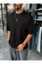 Black Two-Thread Basic Oversize T-Shirt Es-71-149