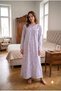 Women's Mom Nightgown, Front Half Buttoned, Floral Cotton, Long Sleeve, Large Size, Comfortable Fit - 2
