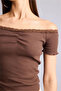 Fitted Off-Shoulder Ribbed Camisole Short Sleeve T-Shirt H1787Ax26Sm - 4