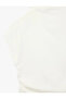 Cotton Draped Cap Sleeve High Neck T-Shirt - 5