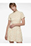 Mini Short Sleeve High Neck Floral Flared Dress - 2