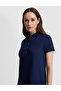 Navy Blue Polo Collar A-Line Knitted Dress 50326877-Vr033 - 2