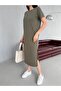 Women's Crew Neck Short Sleeve Side Slit Midi Dress - 3