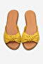 Genuine Leather Women's Yellow Bow Slippers Summer - 2