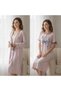 Women's Clothing Pink Color Printed Nightgown and Dressing Gown 2 Piece Set Bb2675 - 2