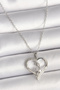 316L Steel Silver Color Chain Zircon Stone Detailed Heart Model Women's Necklace