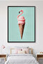 Flamingo Ice Cream Cone Kids Wall Art | Portrait Framed Canvas Print | Luxury Modern Decor for Kids Room