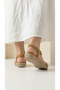 Women's Imported Stone Detailed Anatomical Comfortable Sole Sandals with Elastic Back Camel - 5