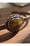 Elegant and Adjustable Copper Bracelet with Brown Cat's Eye Stone - 2