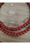 Camellia Red Handmade Glass Bead Two-Row Necklace – 40 + 50 cm – Boxed - 6